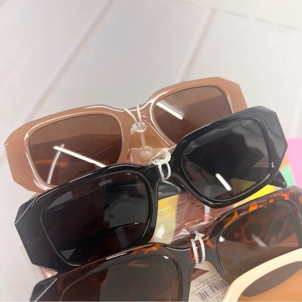 Oversized Square Brown Sunglasses UV400 Retro Fashion Thick‎ Frame Women